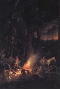 A Bivouac of Travellers in Australia in a Cabbage Tree Forest,Day Break Augustus Earle